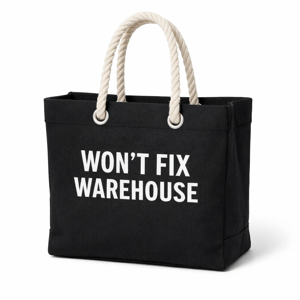 Won't Fix Warehouse canvas tote bag in black