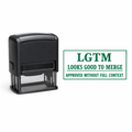 LGTM Looks Good To Merge self-inking rubber stamp in matte black